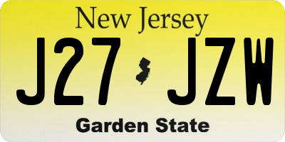 NJ license plate J27JZW