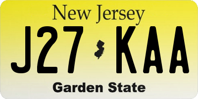 NJ license plate J27KAA