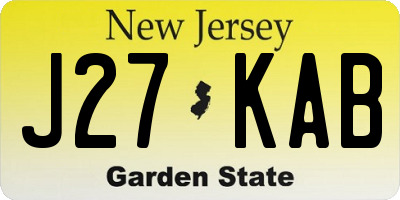 NJ license plate J27KAB