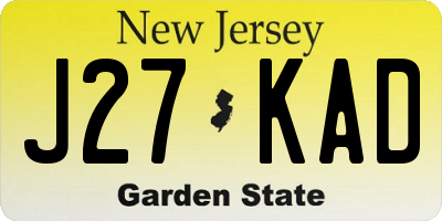 NJ license plate J27KAD