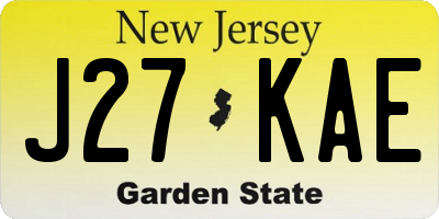 NJ license plate J27KAE