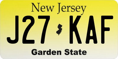 NJ license plate J27KAF