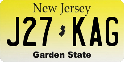NJ license plate J27KAG