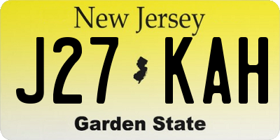 NJ license plate J27KAH