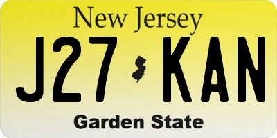 NJ license plate J27KAN