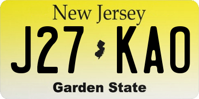 NJ license plate J27KAO