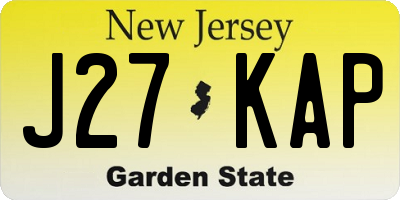 NJ license plate J27KAP
