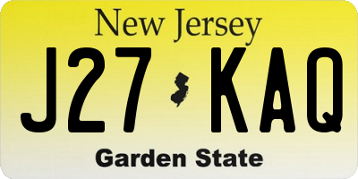 NJ license plate J27KAQ