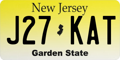 NJ license plate J27KAT