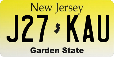 NJ license plate J27KAU