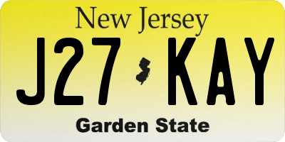 NJ license plate J27KAY