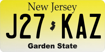 NJ license plate J27KAZ
