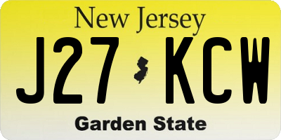 NJ license plate J27KCW