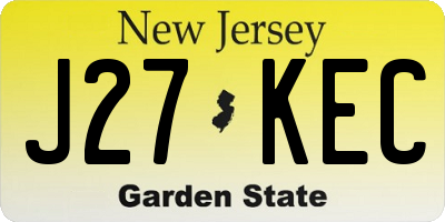 NJ license plate J27KEC