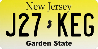 NJ license plate J27KEG