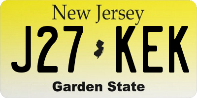 NJ license plate J27KEK