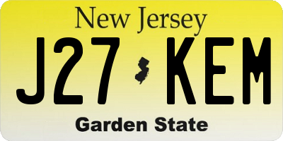 NJ license plate J27KEM