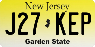 NJ license plate J27KEP
