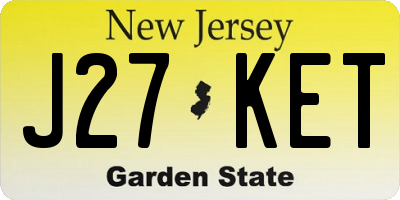 NJ license plate J27KET