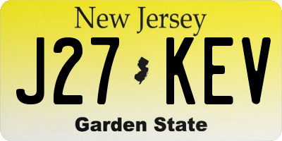 NJ license plate J27KEV