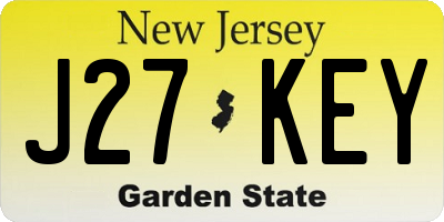NJ license plate J27KEY