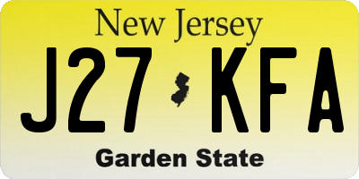 NJ license plate J27KFA