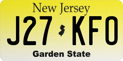 NJ license plate J27KFO