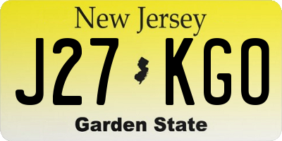 NJ license plate J27KGO