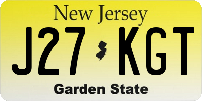 NJ license plate J27KGT