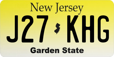 NJ license plate J27KHG