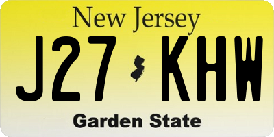 NJ license plate J27KHW
