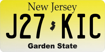 NJ license plate J27KIC