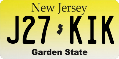 NJ license plate J27KIK