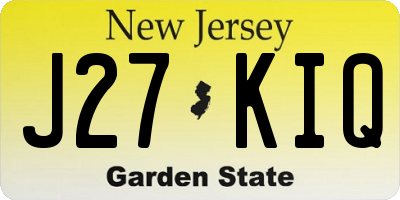 NJ license plate J27KIQ