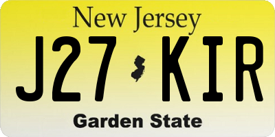 NJ license plate J27KIR