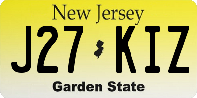 NJ license plate J27KIZ