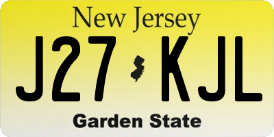 NJ license plate J27KJL
