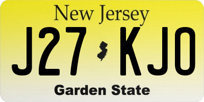 NJ license plate J27KJO