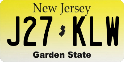 NJ license plate J27KLW