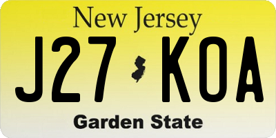 NJ license plate J27KOA