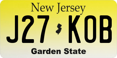 NJ license plate J27KOB