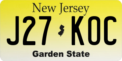 NJ license plate J27KOC