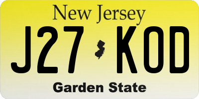 NJ license plate J27KOD