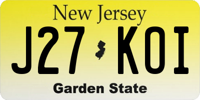 NJ license plate J27KOI