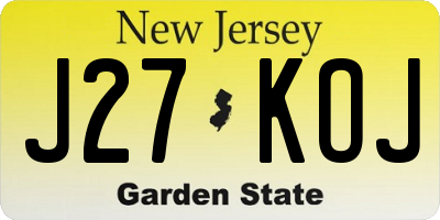 NJ license plate J27KOJ