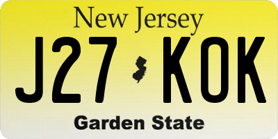 NJ license plate J27KOK