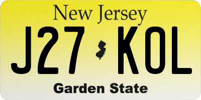 NJ license plate J27KOL