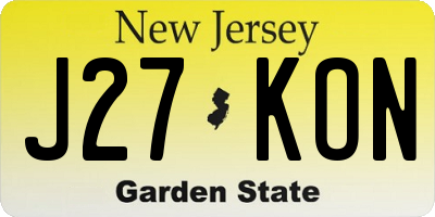 NJ license plate J27KON