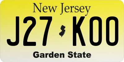 NJ license plate J27KOO