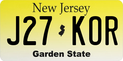 NJ license plate J27KOR